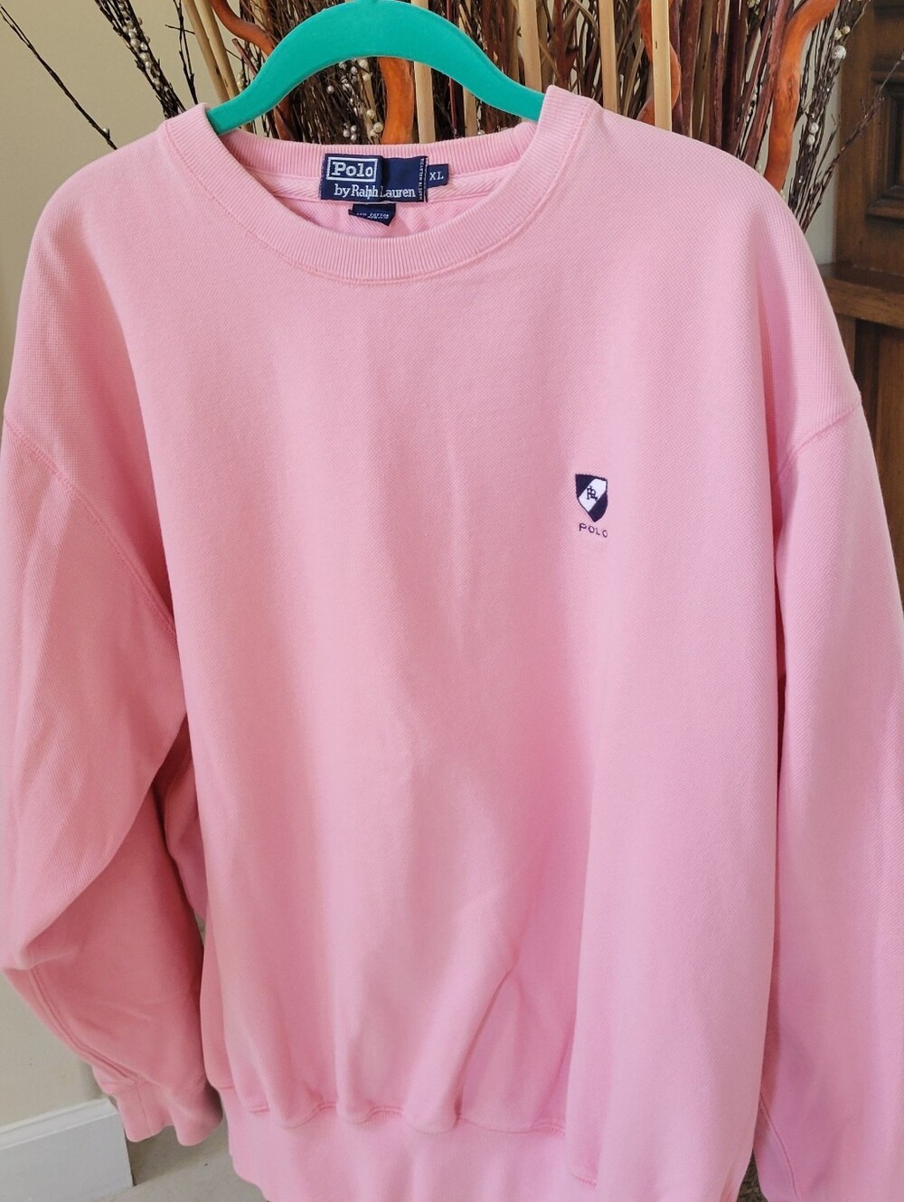 POLO BY Ralph Lauren XL pink pullover sweatshirt 80% Cotn/20 Acrylic/Chest logo
